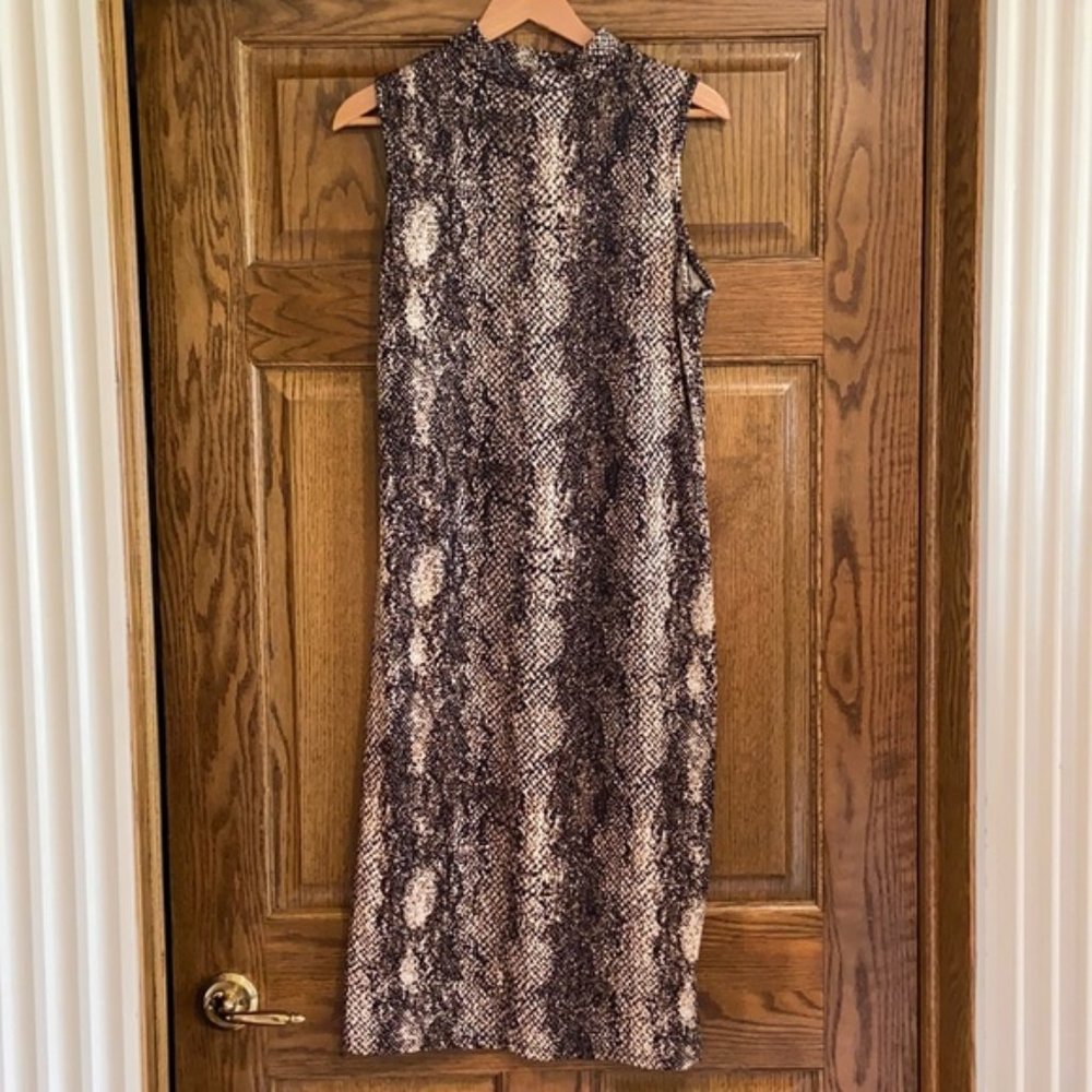 Olivia Rae Snakeskin Print Dress Brown/Blk/Gold